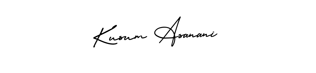 The best way (AmerikaSignatureDemo-Regular) to make a short signature is to pick only two or three words in your name. The name Kusum Asanani include a total of six letters. For converting this name. Kusum Asanani signature style 3 images and pictures png